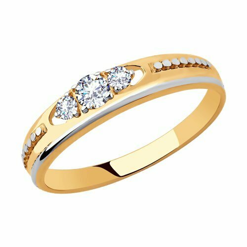 фото Кольцо diamant online, золото, 585 проба, фианит, размер 18, прозрачный
