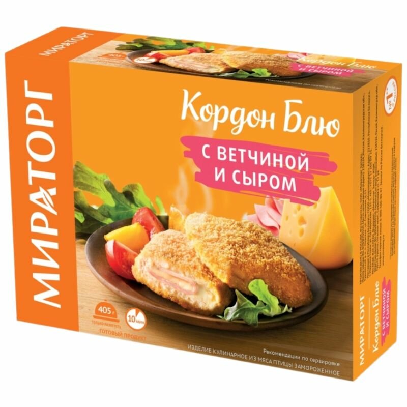 Кордон блю Мираторг с ветчиной и сыром, 405г