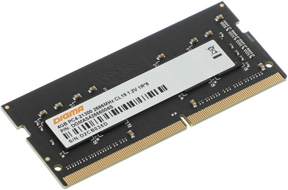 Оперативная память Digma DDR4 - 4Gb, 2666 МГц, SO-DIMM, CL19 (dgmas42666004s) - фото №2