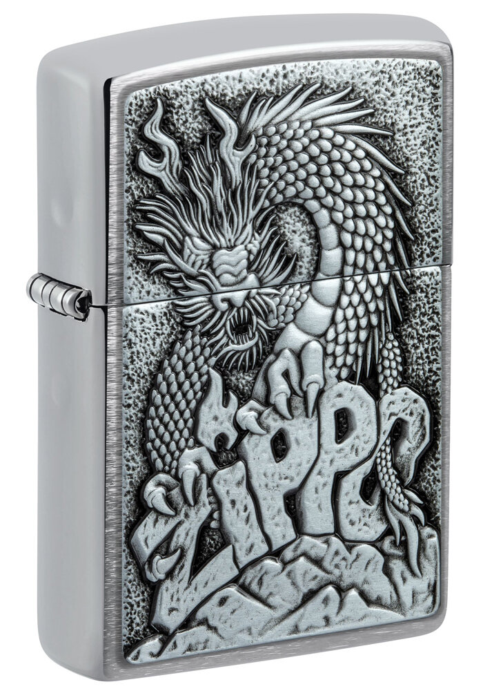 Зажигалка кремниевая "Classic" с покрытием Brushed Chrome, серебристая, Zippo, 48902