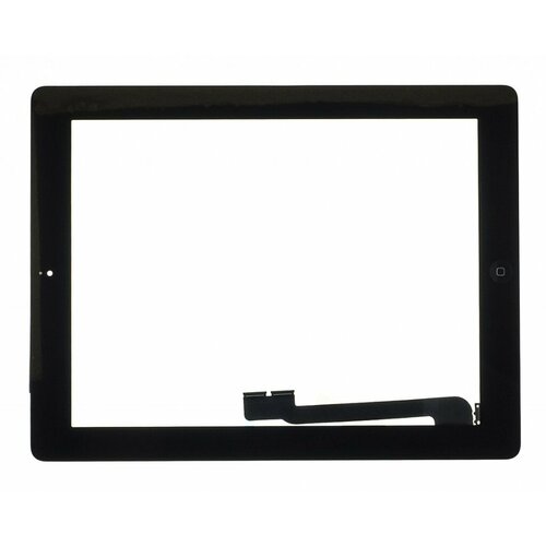Тачскрин для iPad 3 / 4 Черный (сенсорное стекло) в сборе, кнопка, клейкая лента