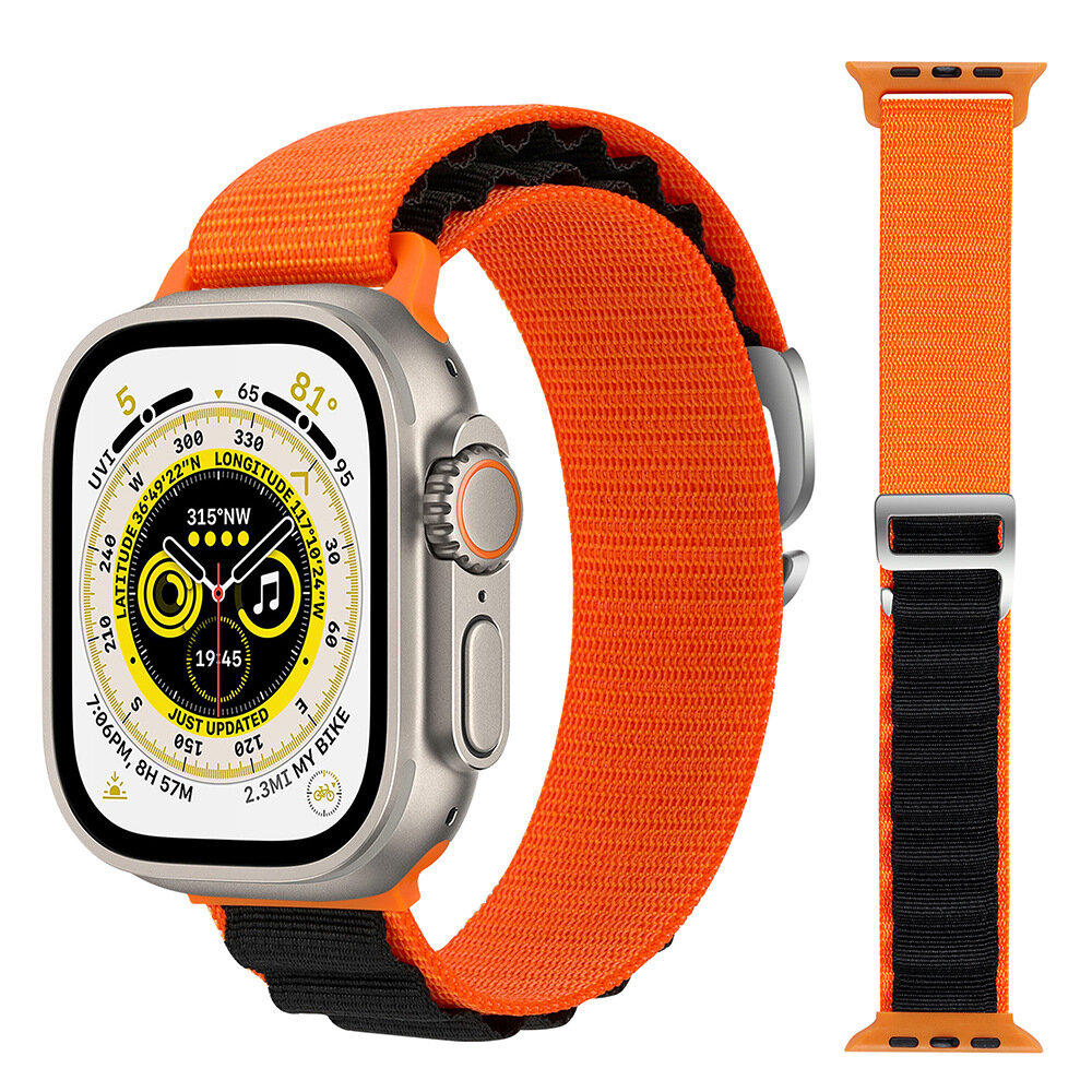 Ремешок "Альпийская петля" для Apple Watch Series 1-10 и Ultra 42/44/45/49 мм, X9 Pro2 / X9+ Ultra2, 17 оранжево черный