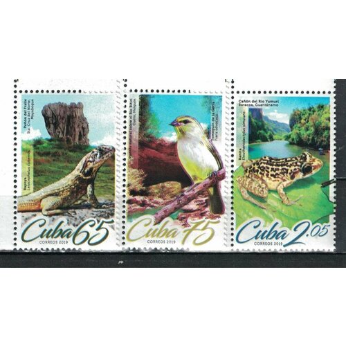 Почтовые марки Куба 2019г. Пейзажи и дикая природа Птицы, Рептилии, Жабы и лягушки MNH