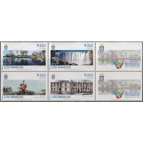 Почтовые марки Чили 2014г. 275 лет Лос-Анджелесу Водопады, Туризм MNH