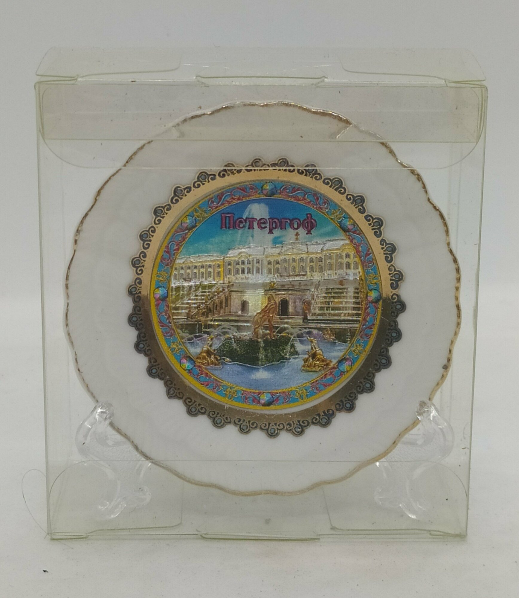 Магнит-тарелка из костяного фарфора "Петергоф"