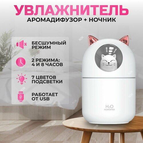 Увлажнитель воздуха для дома ночник настольный аромадиффузор ультразвуковой ночник котик 140000₽