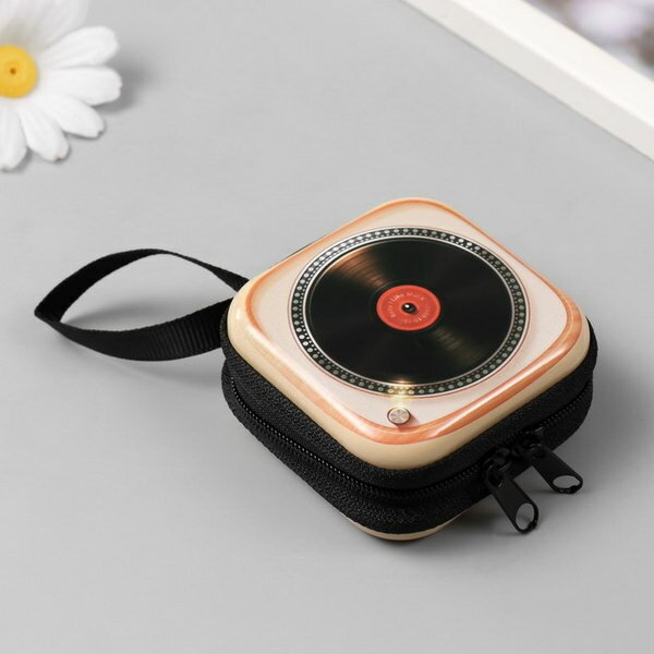 фото Шкатулка металл на молнии "Музыкальная пластинка" 7х7х3.3 см