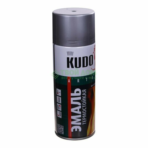 Эмаль KUDO специальная, термостойкая 650°С, аэрозольная, серебристая, 334гр активатор монтажной пены kudo 650 мл 11606658