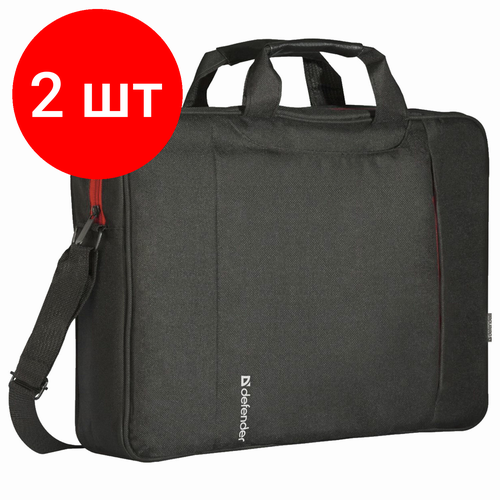 Комплект 2 шт, Сумка для ноутбука DEFENDER GEEK 15.6, полиэстер, черная с карманом, 26084 сумка для ноутбука 15 6 defender geek полиэстер черный 26084