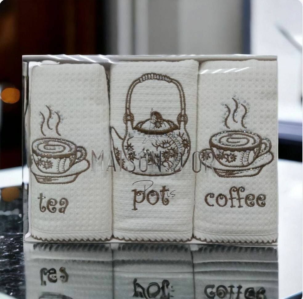 Комплект кухонных полотенец Maison Dor Coffee Dor 3шт крем