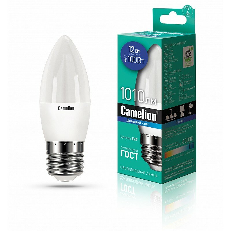 Camelion LED12-C35/865/E27 (Эл. лампа светодиодная 12Вт 220В), цена за 1 шт.