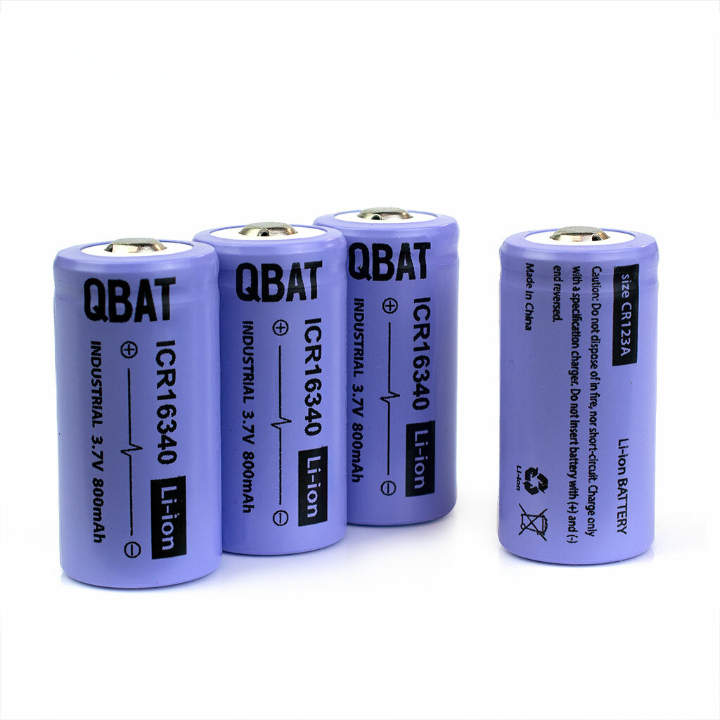 Аккумулятор 16340 / CR123 (800mAh) QBAT Li-ion 3,7V (высокий плюс) 4шт