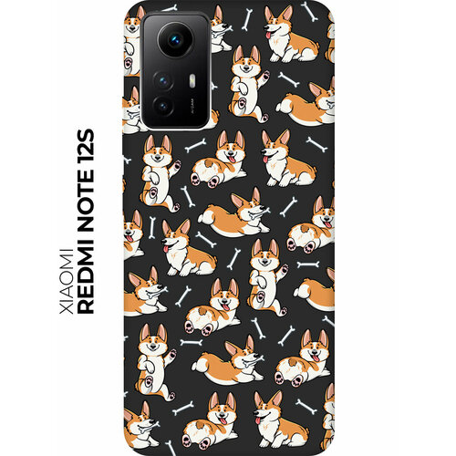 Матовый чехол Corgi Pattern для Xiaomi Redmi Note 12s / Сяоми Редми Ноут 12с с 3D эффектом матовый чехол corgi pattern для xiaomi redmi 12c сяоми редми 12с с 3d эффектом черный