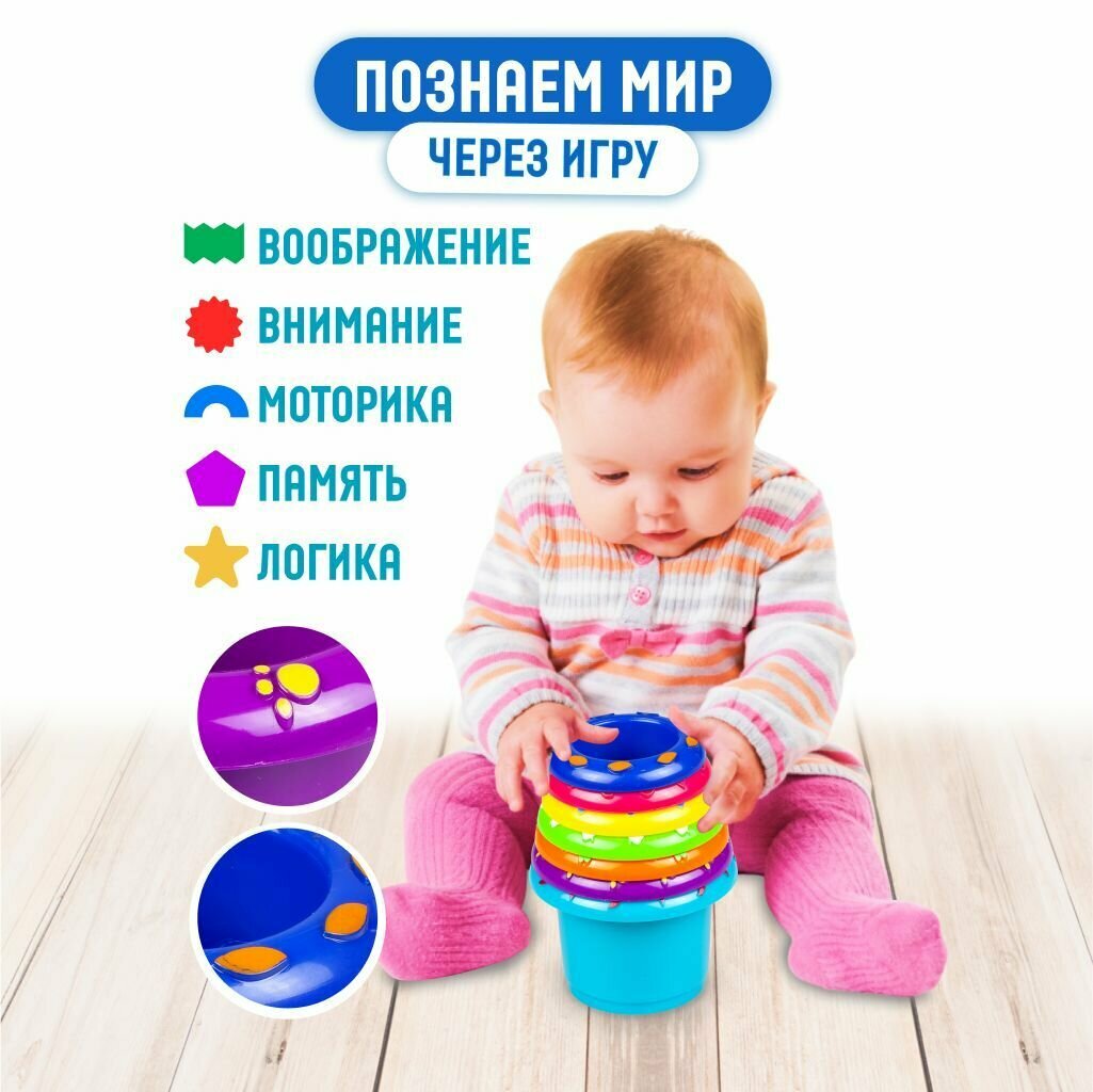 Пирамидка Веселые чашки Little Hero для детей