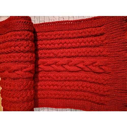 фото Шарф ,180х30 см, универсальный, красный, оранжевый нет бренда