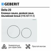 Смывная клавиша Geberit Delta 20, для двойного смыва - Альпийский белый (115.127.11.1)