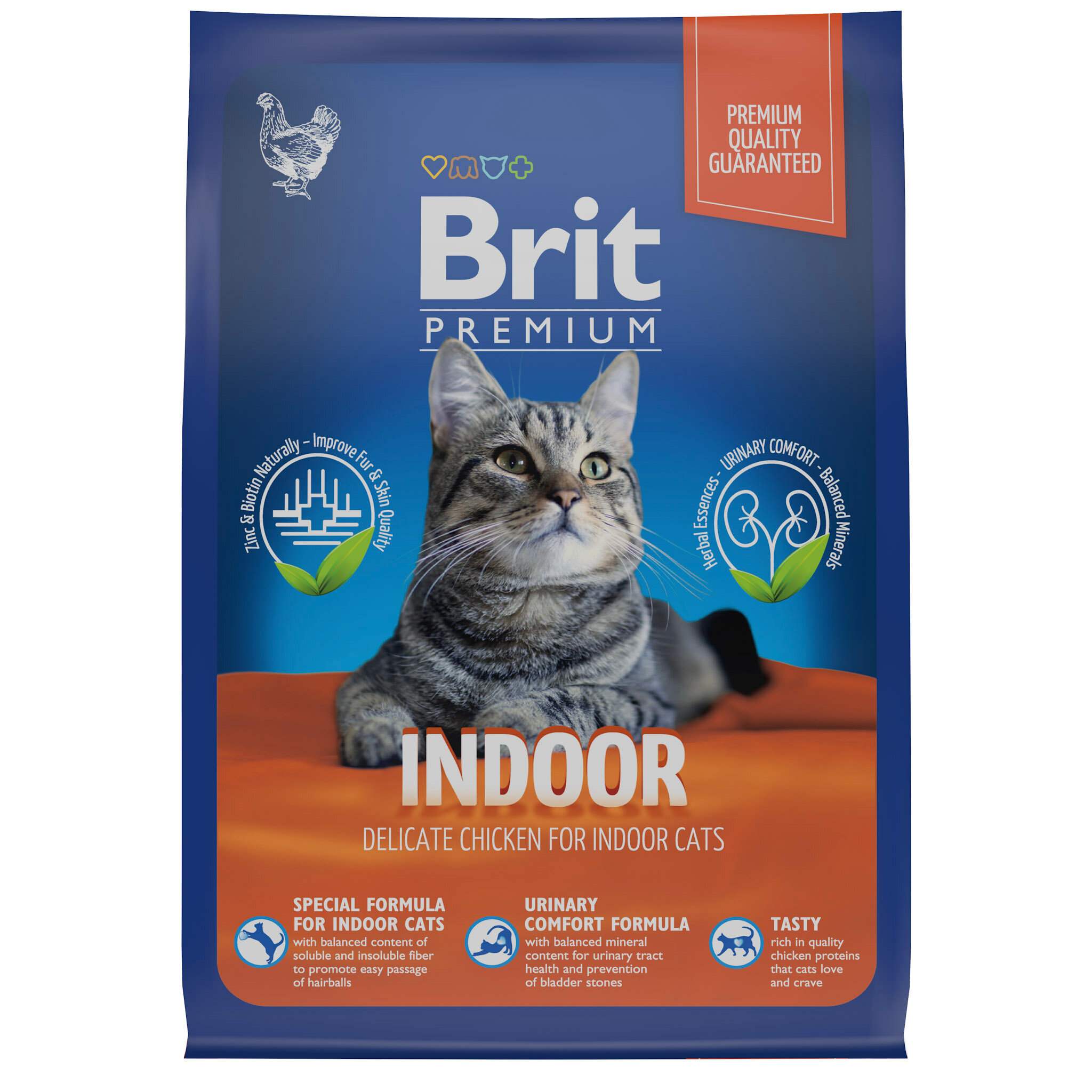 Корм для кошек домашнего содержания Brit Premium Cat Indoor, курица, 2 кг