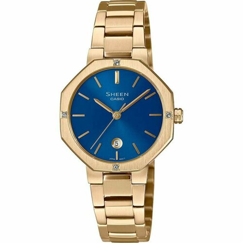 фото Наручные часы casio sheen 80011, золотой, синий
