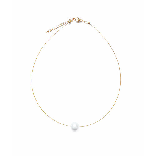 Колье, жемчуг культивированный, жемчуг пресноводный культивированный, длина 38 см, золотой