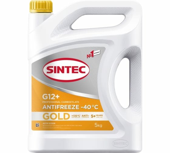 Антифриз A-40 Sintec GOLD G12 + yellow (желтый) (5 кг)