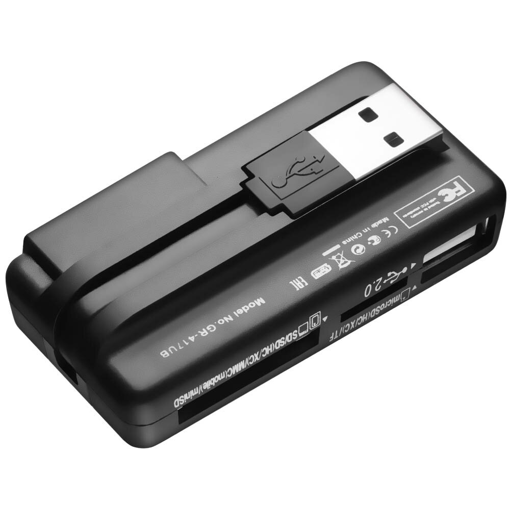 Картридер внешний Ginzzu GR-417UB SD/SDHC/SDXC/MicroSD/MS/M2 + 3xUSB Hub черный - фото №14