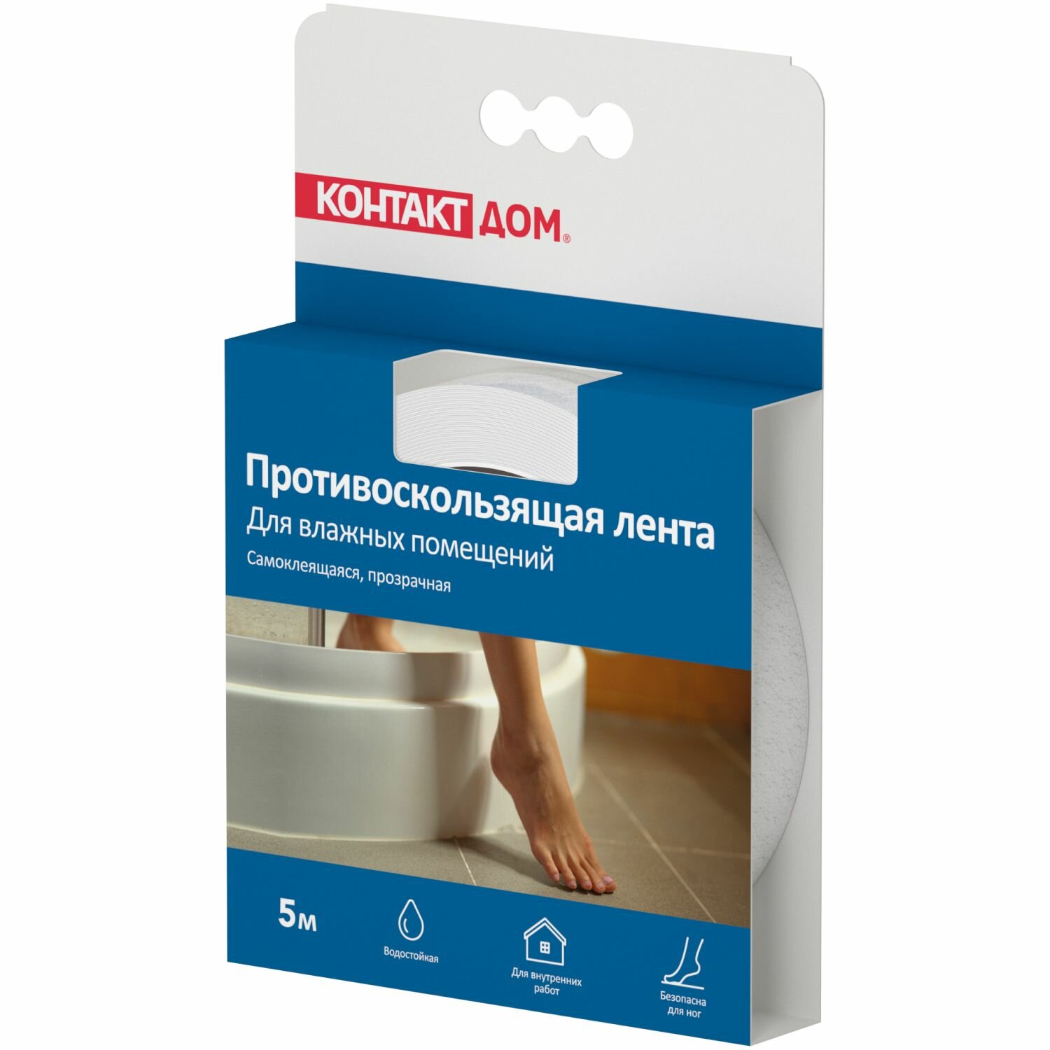 Противоскользящая лента Контакт Дом влагостойкая самоклеящаяся прозрачная, 5 м - фото №3