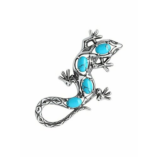 Брошь DIALVI JEWELRY, серебро, 925 проба, родирование, бирюза синтетическая