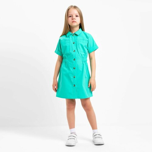 фото Платье детское с карманами kaftan, размер 30 (98-104 см), цвет зелёный
