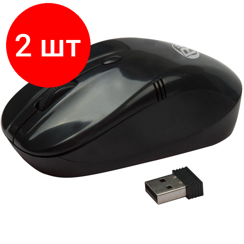 Комплект 2 штук, Мышь компьютерная RITMIX RMW-111 Black 1000/1600/2000dpi (15118174)