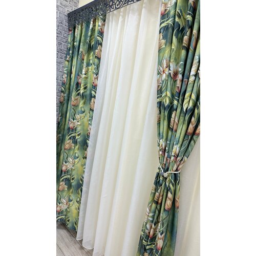 Портьеры блэкаут цветы акварель, ширина 3м, высота 2,7м