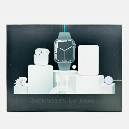 Умные часы Смарт часы подарочный набор 6в1 черный 350000₽