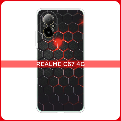 Силиконовый чехол на Realme C67 4G / Реалми C67 4G Фон соты красные силиконовый чехол на realme 10 4g реалми 10 4g фон соты синие
