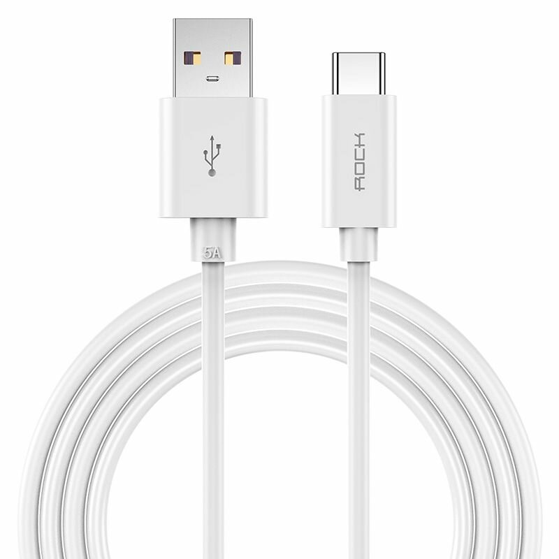 Кабель ROCK Xiaomi C4 USB-C to USB-A 150 cm. 5A, Sync Round Cable Белый