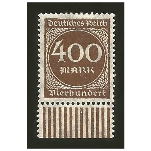 Почтовая марка Германия. Номинал 400 рейхсмарок. 1923 г. в. Подлинная марка. Монеткин Дом.