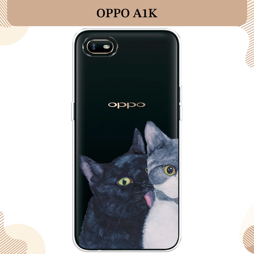 Силиконовый чехол Кошачья любовь на Oppo A1k / Оппо A1K, прозрачный силиконовый чехол медвежья спина на oppo a1k оппо a1k прозрачный