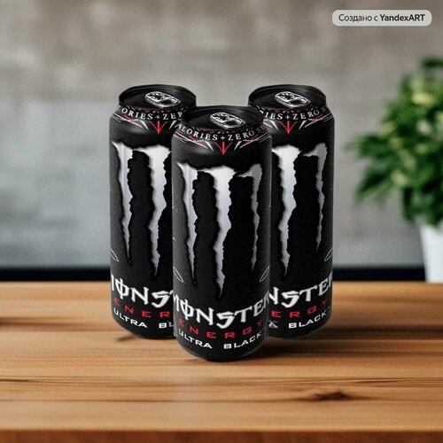 Энергетический напиток Monster Energy Ultra Black со вкусом темной вишни (Великобритания), 500 мл (3 шт)