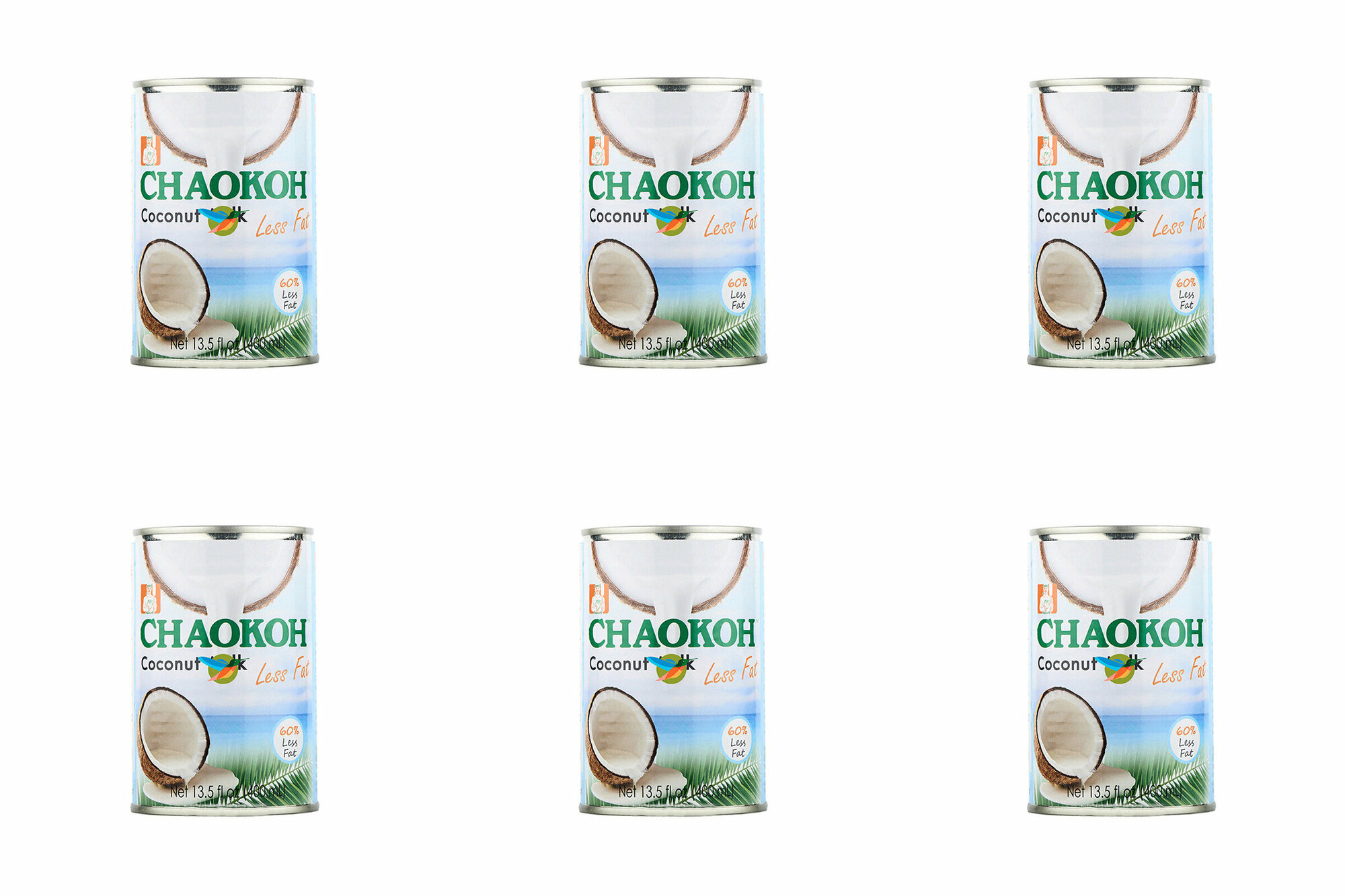 Chaokoh Кокосовое молоко Less Fat, 400 мл, 6 шт