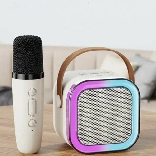 Мини караоке Bluetooth колонка с 1 микрофоном K12 белая 215900₽