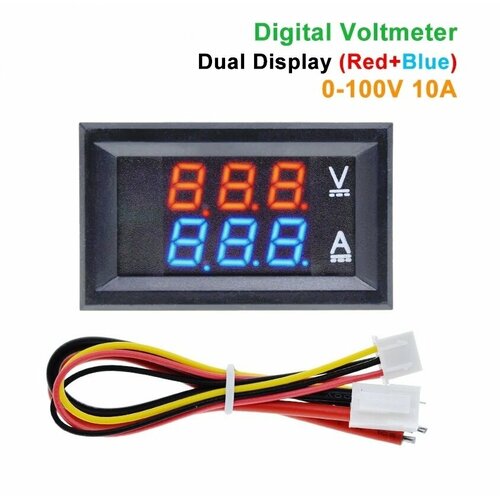 Мини Вольтметр + Амперметр в корпусе, мультитестер DC 0-100V 10A (красный+синий) амперметр вольтметр hmd iv100 0 100 в 10 а [красный синий]