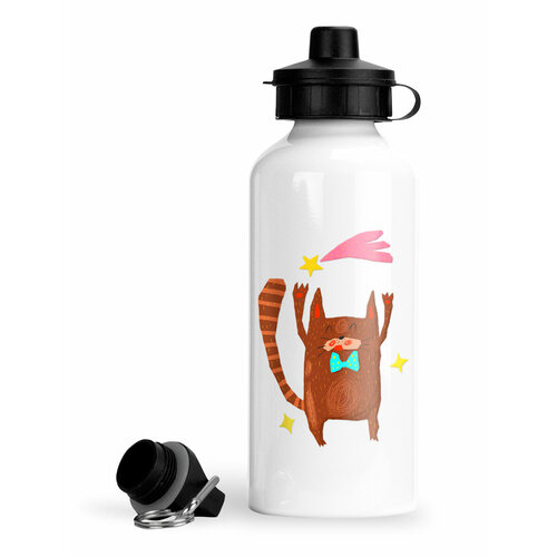 фото Спортивная бутылка коричневый кот в бабочке luzimuzi