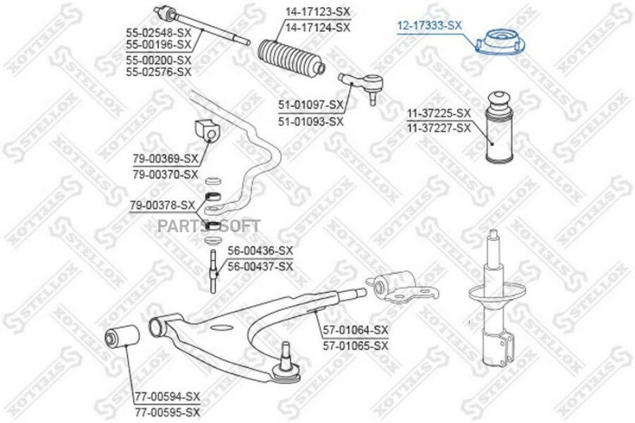 12-17333-SX_опора амортизатора переднего!\ Toyota Cami J100E/J102E/J122E 1999-2005 STELLOX / арт. 1217333SX - (1 шт)