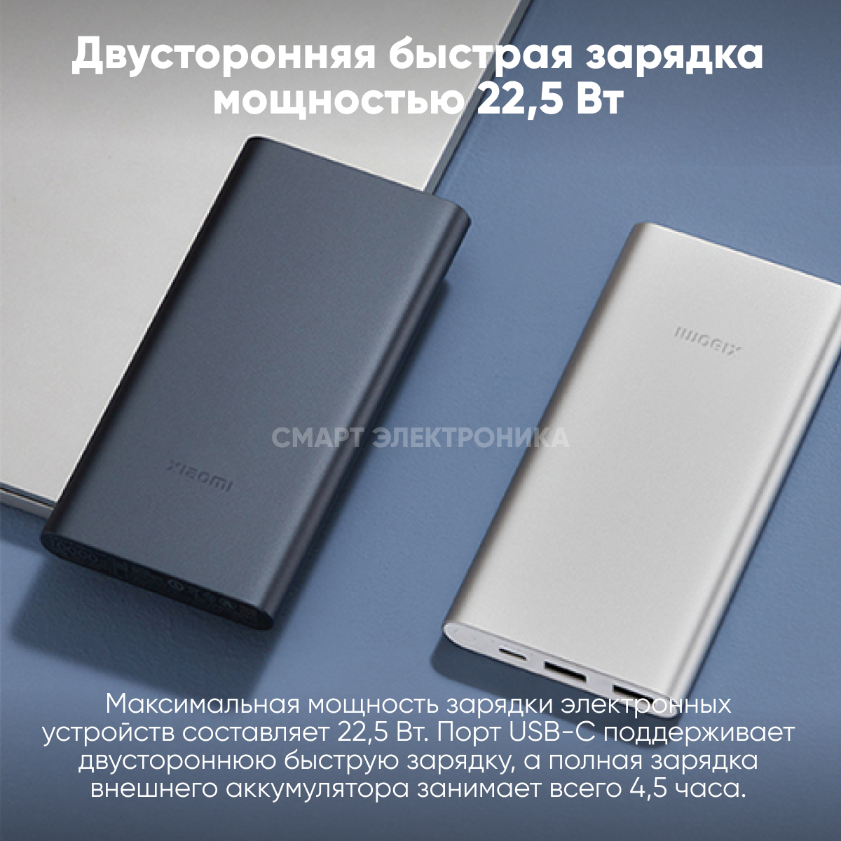 Мобильный аккумулятор XIAOMI Mi 22.5W Power Bank синий (bhr5884gl) - фото №4