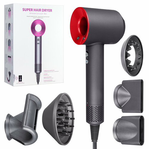 Фен для волос стайлер для волос набор для укладки волос SUPER HAIR DRYER Серый с красным 6 в 1 18м 329900₽