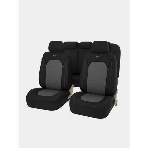 Чехлы на автомобильные сиденья универсальные GTL Romb , комплект на весь салон, т. Серый