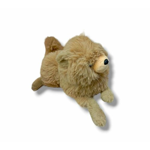 Мягкая игрушка Собака лежачая коричневая пушистая 50 см