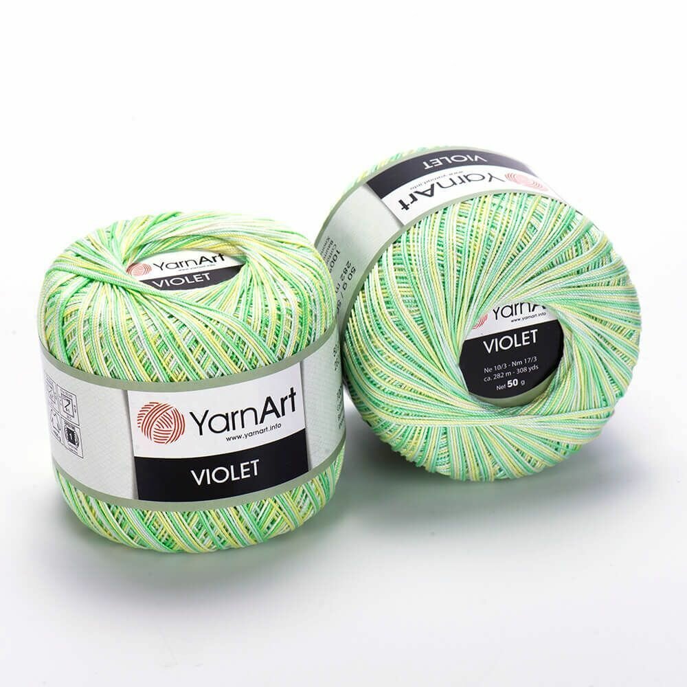 Пряжа VIOLET MELANGE (YarnArt), зеленый/лимон - 501, 100% мерсеризованный хлопок, 6 мотков, 50 г, 282 м.