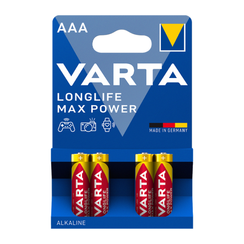 Батарейка Varta LONGLIFE MAX POWER (MAX TECH) LR03 AAA BL4 Alkaline 1.5V (4703) (4/40/200) VARTA 4703101404 батарейка varta longlife max power c 2 шт 4714101402