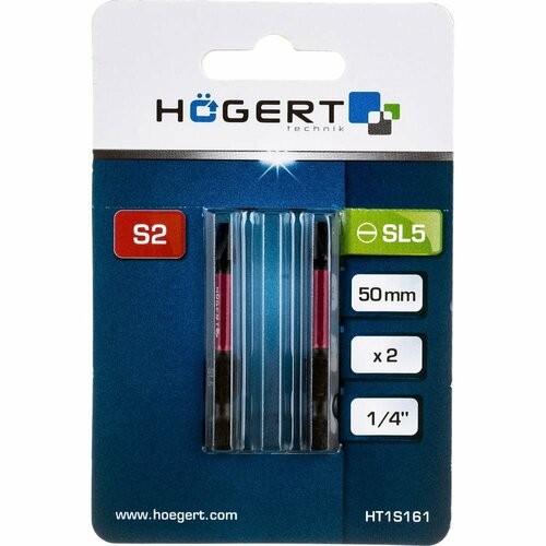 Ударные биты HOEGERT TECHNIK HT1S161 hoegert technik биты ударные ph2 25 мм сталь s2 5 шт ht1s122