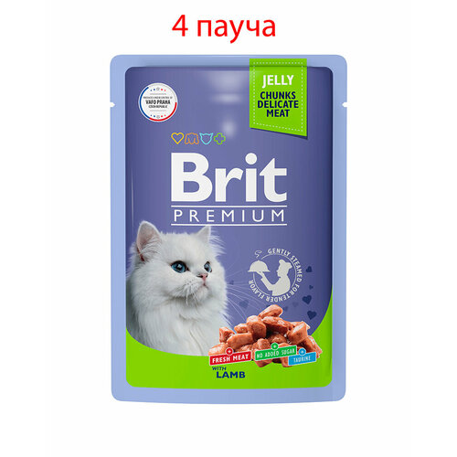 пауч brit premium для взрослых кошек тунец в желе 85гр 4шт Пауч Brit Premium для взрослых кошек ягненок в желе 85гр, 4шт