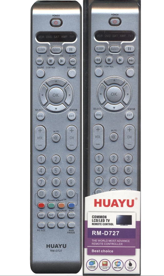 Пульт ДУ Huayu RM-D727 для для телевизоров Philips, серебристый